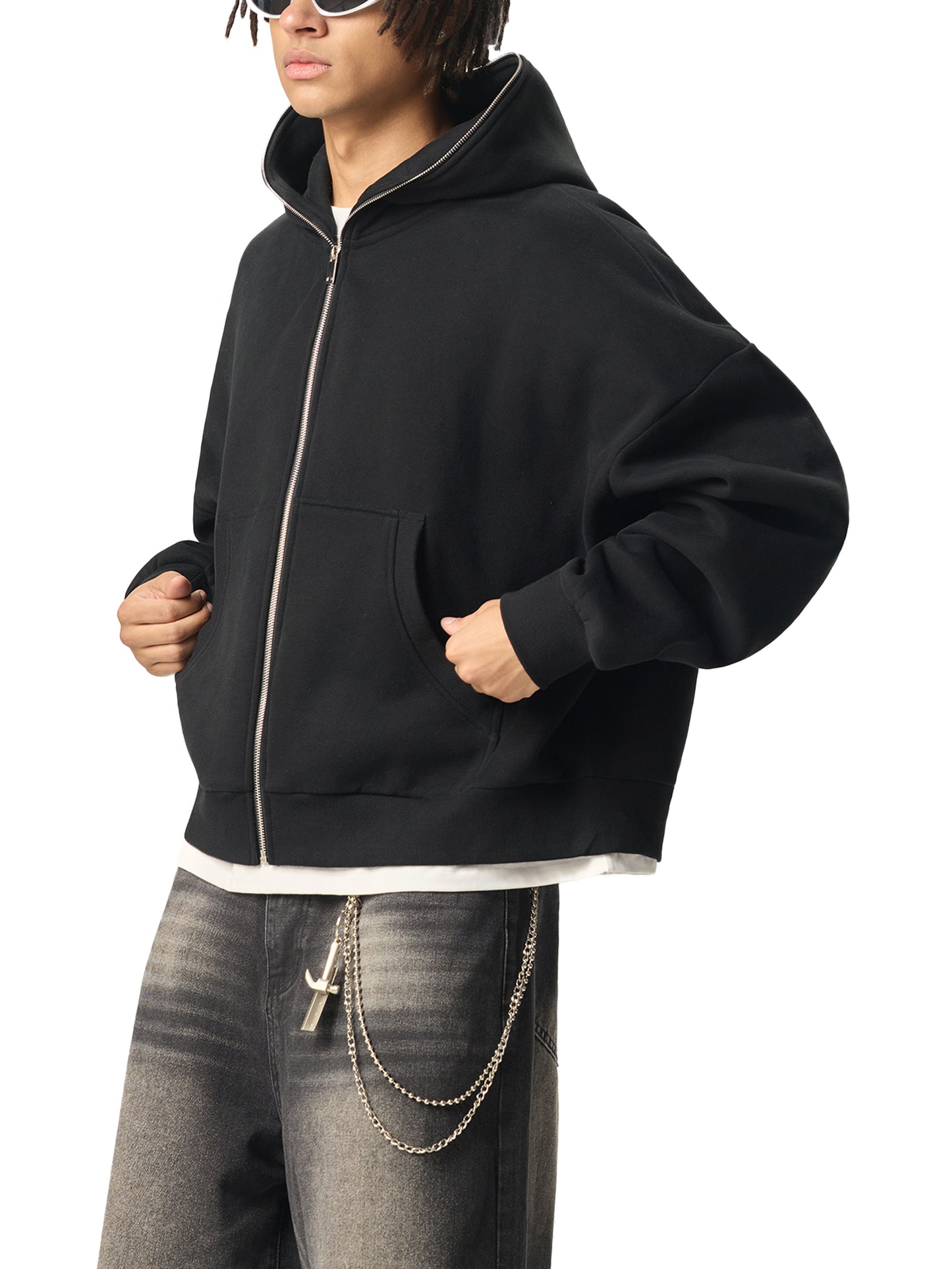 Grace Faith Golf Fleeced Full-Zip Boxy Hoodie